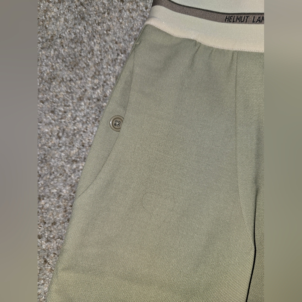 Women's Helmut Lang Logo Band Pull On Shorts In Ceder Stretch Wool Size 8 - Picture 5 of 10